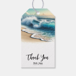 Golvende Oceaangolven Rustieke Kust Strand Bruilof Cadeaulabel