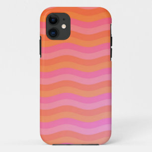 Golvende oranje en roze strepen iPhone 11 hoesje