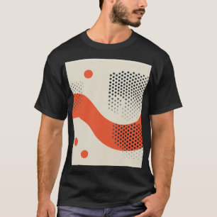 Golvende oranje vorm met zwarte stippen t-shirt