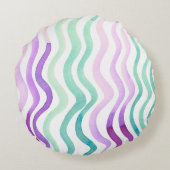 Golvende paarse en groene waterverf lijnen rond kussen (Achterkant)