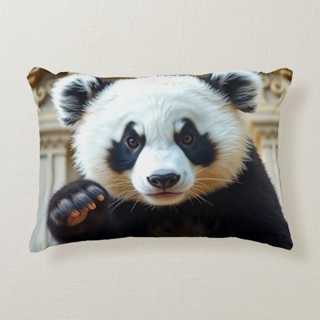 Golvende Panda Ontwerp Accent Kussen (Voorkant)
