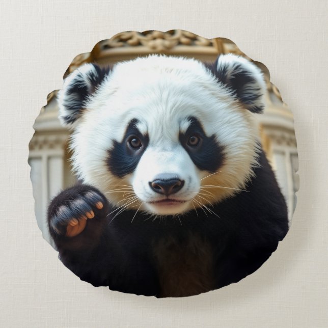 Golvende Panda Ontwerp Rond Kussen (Voorkant)