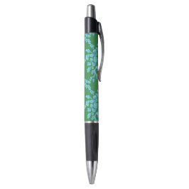 Golvende Pioen Houtsnede in Groen en Aqua Pen