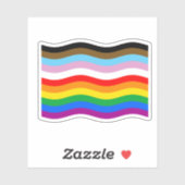 Golvende Progress Pride Gestreepte Vlagsticker Sticker (Vel)
