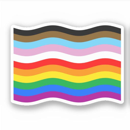 Golvende Progress Pride Gestreepte Vlagsticker Sticker (Voorkant)