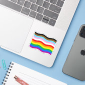 Golvende Progress Pride Gestreepte Vlagsticker Sticker (Laptop met iPhone)