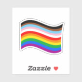 Golvende Progress Pride Gestreepte Vlagsticker Sticker (Vel)