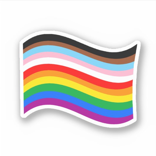 Golvende Progress Pride Gestreepte Vlagsticker Sticker (Voorkant)