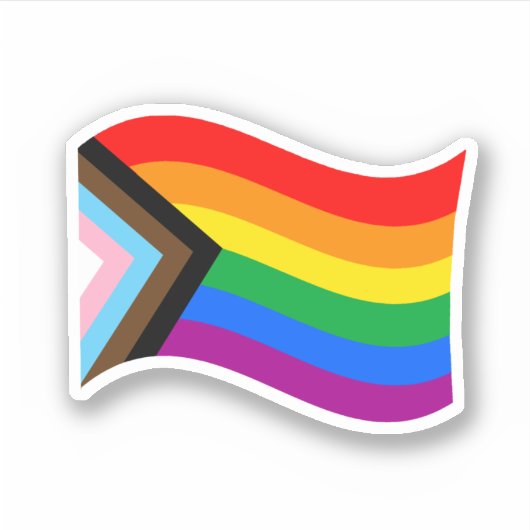 Golvende Progress Pride Vlag Sticker (Voorkant)