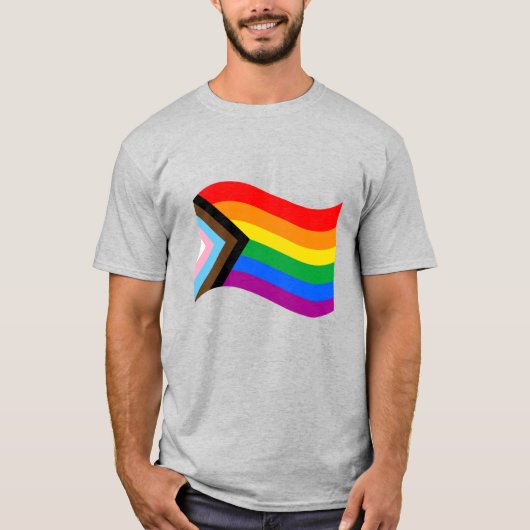 Golvende Progress Pride-vlag T-shirt (Voorkant)