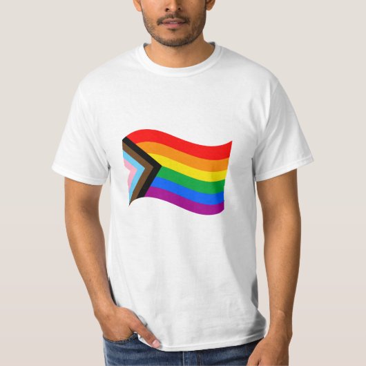 Golvende Progress Pride-vlag T-shirt (Voorkant)
