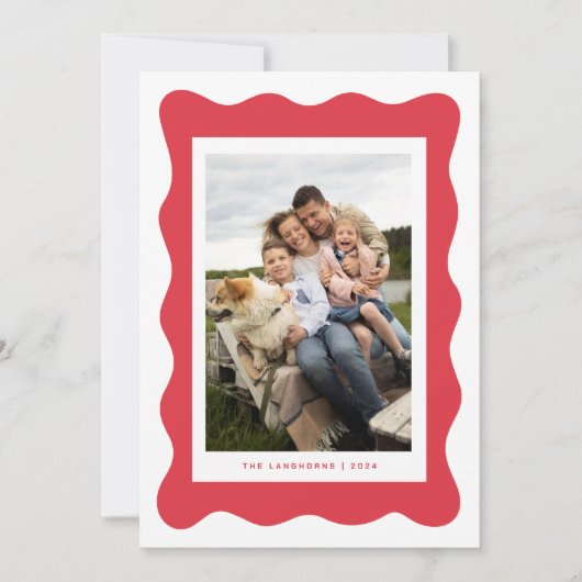 Golvende rand Casual Minimalistische Kerstkaart Kaart (Voorkant)