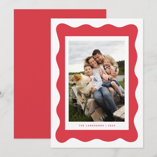 Golvende rand Casual Minimalistische Kerstkaart Kaart (Voorkant / Achterkant)