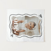 Golvende rand foto 1e verjaardag wandkleed (Voorkant (horizontaal))