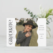 Golvende Rand Foto Moderne Eenvoudige Afgestudeerd Aankondiging (Staand voorkant)