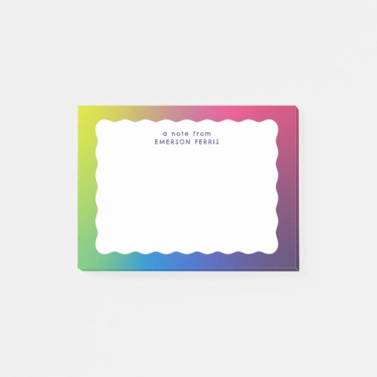 Golvende rand kleurrijke trendy retro post-it® notes (Voorkant)