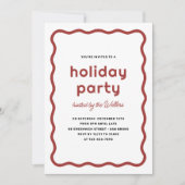 Golvende rand Moderne Retro Kerst Vakantie Feestje Kaart (Voorkant)