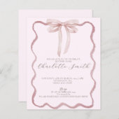 golvende rand roze boog meisje Baby shower uitnodi (Voorkant / Achterkant)