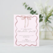 golvende rand roze boog meisje Baby shower uitnodi (Staand voorkant)