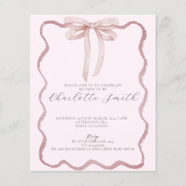 golvende rand roze boog meisje Baby shower uitnodi