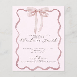 golvende rand roze boog meisje Baby shower uitnodi