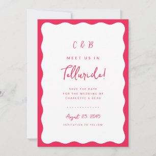 Golvende rand Save The Date Foto Aankondigingskaar