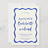 Golvende Retro Blauwe Bachelorette Weekend Route Kaart (Voorkant)