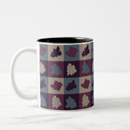 Golvende Retro Bloemen - Koude Tinten Tweekleurige Koffiemok
