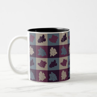 Golvende Retro Bloemen - Koude Tinten Tweekleurige Koffiemok