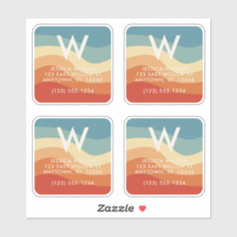 golvende retro gestreepte monogram persoonlijk con sticker