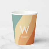 Golvende Retro Gestreepte Monogram Persoonlijke Pa Papieren Bekers (Links)