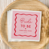 Golvende Retro Roze en Rode Bruid Wordt Trouw Brui Servet