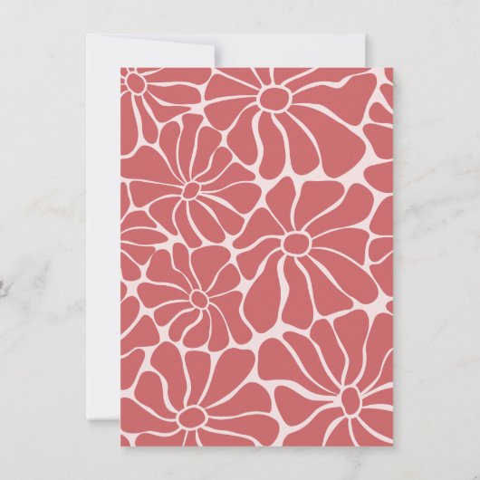 Golvende Retro Roze & Rood Groovy Moderne Bruidsbr Kaart (Achterkant)