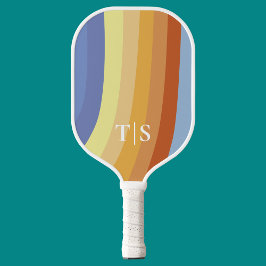 Golvende Retro Streep Monogram Pickleball Paddle