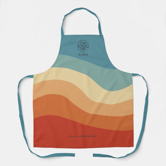 Golvende Retro Stripe Logo Schort (Voorkant)