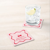 Golvende rode en roze kersensjerp bruidsdouche kartonnen onderzetters (Insitu)