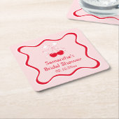 Golvende rode en roze kersenslierten Bruidsdouche Kartonnen Onderzetters (Schuin)