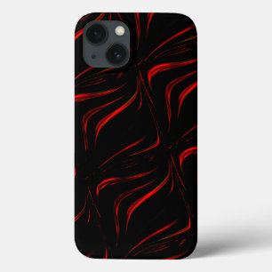 Golvende rode streken op zwarte achtergrond Case-Mate iPhone case