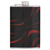 Golvende rode streken op zwarte achtergrond heupfles (Voorkant)