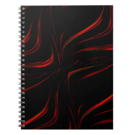 Golvende rode streken op zwarte achtergrond notitieboek