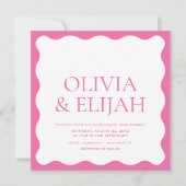 Golvende Roze Moderne Typografie Bruiloft Kaart (Voorkant)