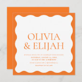 Golvende Sinaasappel Moderne Typografie Bruiloft Kaart (Voorkant / Achterkant)