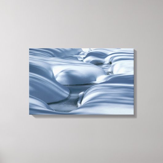 Golvende sneeuwbanken en Frozen Stream Canvas Afdruk (Voorkant)