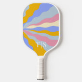 Golvende Streep Monogram 80s Gepersonaliseerde Ini Pickleball Paddle (Achterkant)