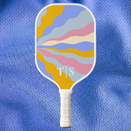 Golvende Streep Monogram 80s Gepersonaliseerde Ini Pickleball Paddle
