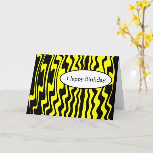 Golvende Streep - Zwarte en Geel Kaart (Gele Bloem)