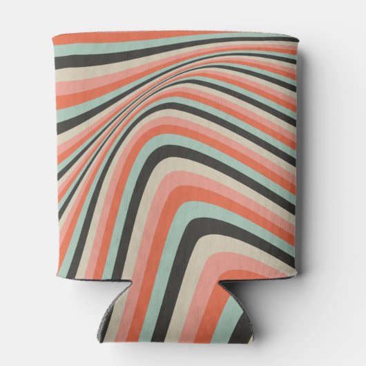 Golvende strepen Aqua Perzik Aangepaste Bruiloft F Blikjeskoeler (Achterkant)