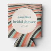 Golvende strepen Aqua Perzik Aangepaste Bruiloftss Blikjeskoeler (Voorkant)