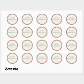 Golvende strepen Aqua Perzik Aangepaste Bruiloftss Ronde Sticker (Vel)