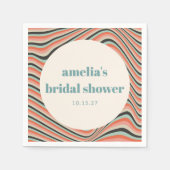 Golvende strepen Aqua Perzik Aangepaste Bruiloftss Servet (Voorkant)